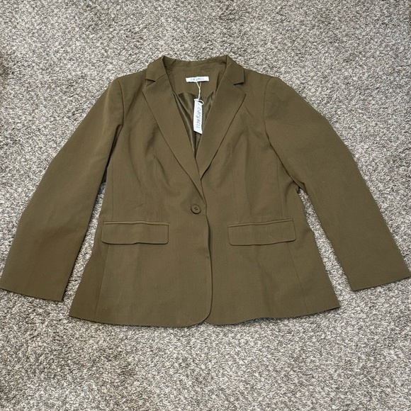 NWT Cicy Bell Blazer | XL | Army Green | Open Front | Work Office Casual Jacket - Picture 1 of 6